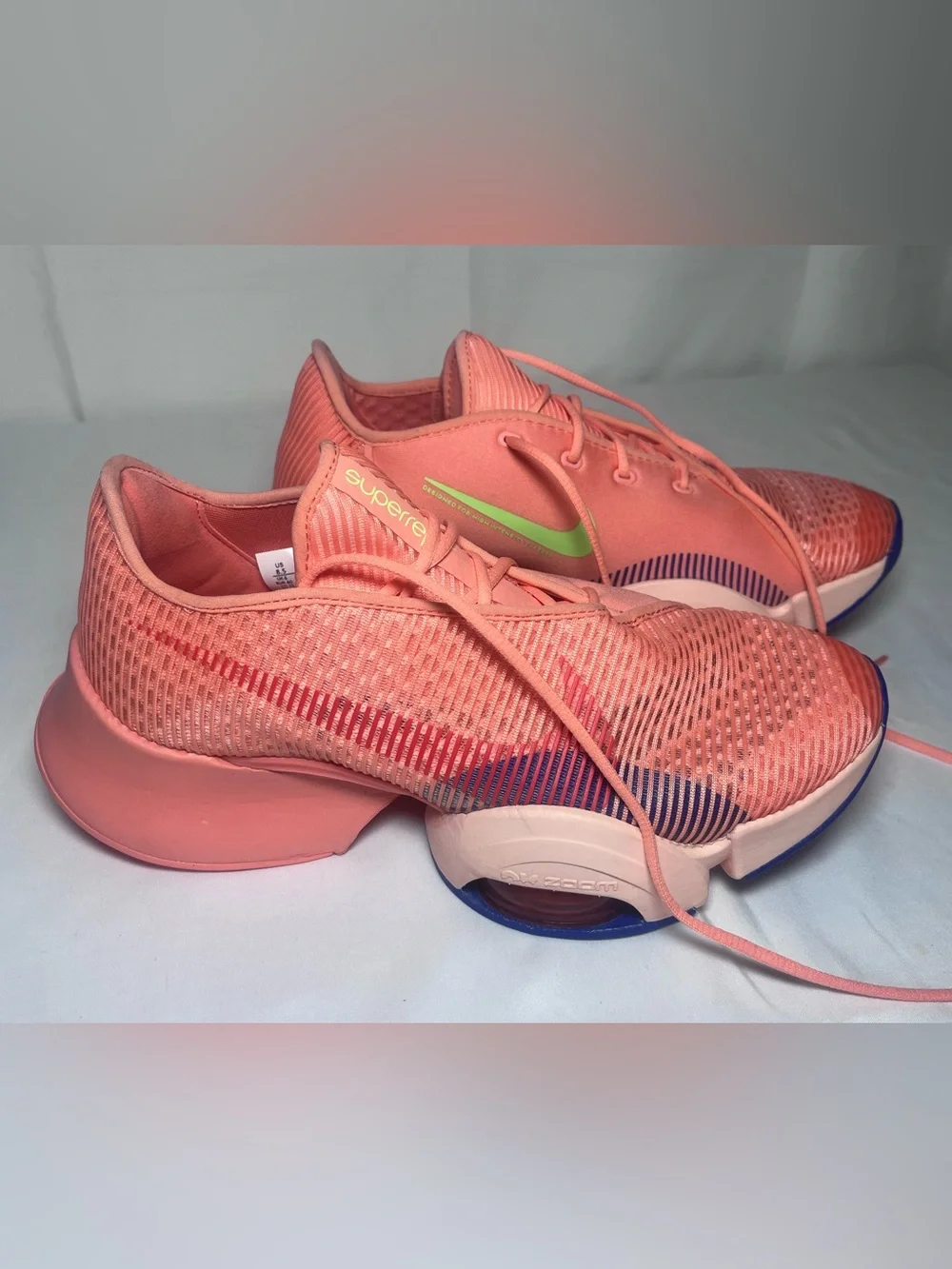 Nike Air Zoom Superrep 2 Coral Pink Running Shoes with Lime Green Swoosh